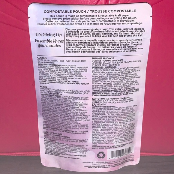 Sephora Favorites It’s Giving Lip Kit Clarins, Kosas, Makeup Forever, SF & Tarte - Picture 2 of 2